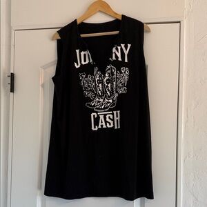 Black Johnny Cash Graphic Tank Top
